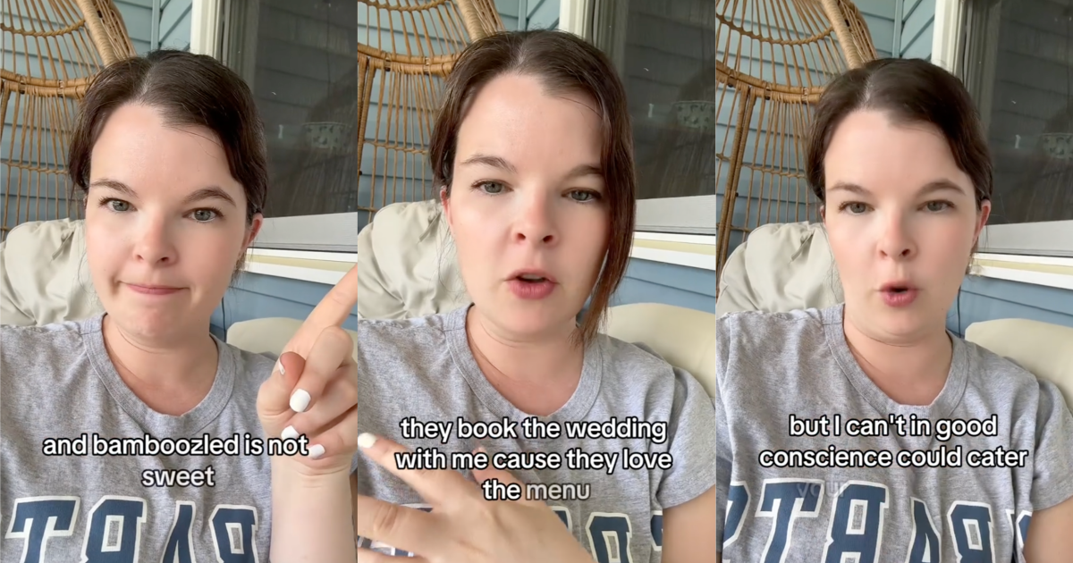 woman talking about catering