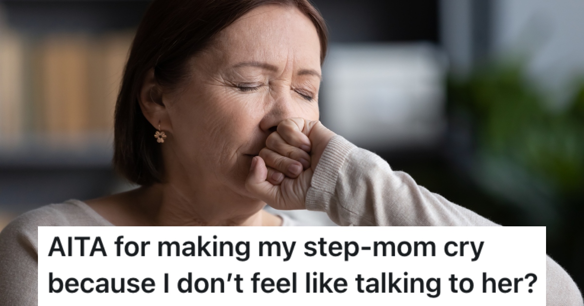 an older woman crying