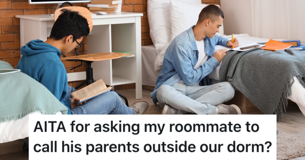 two students in a dorm room