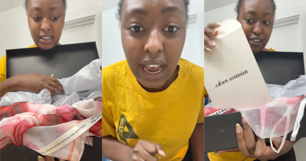 woman talking about her wedding dress