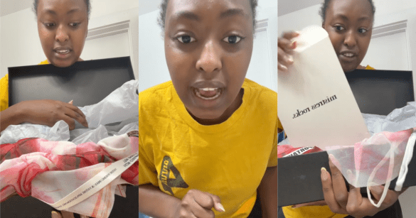 woman talking about her wedding dress