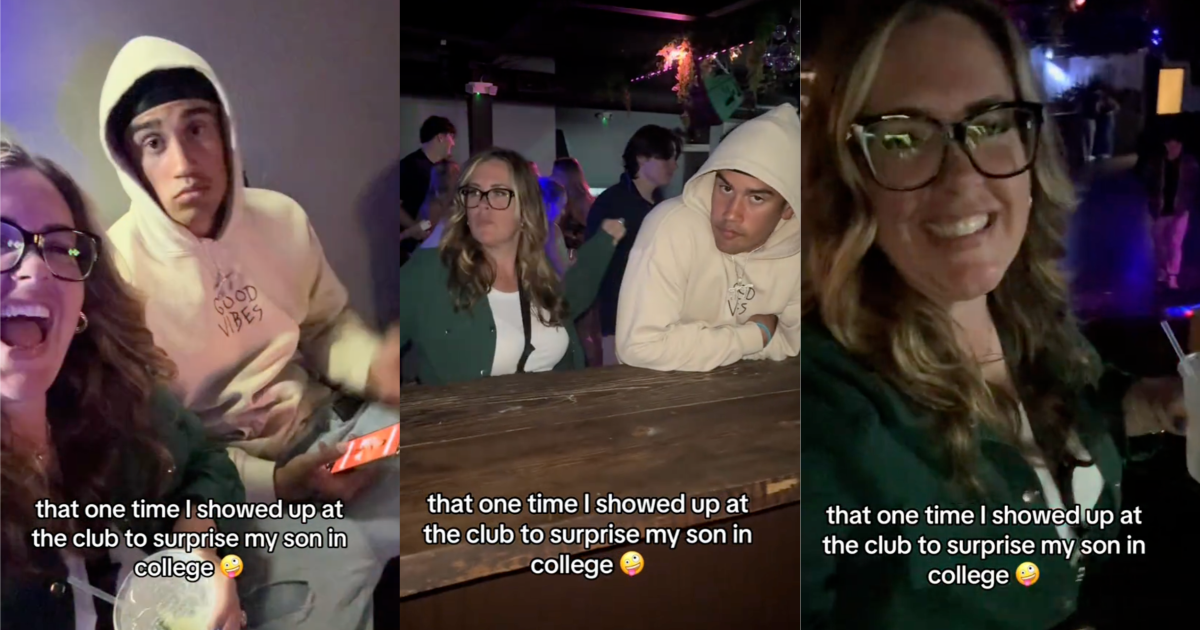 woman with her son in a club