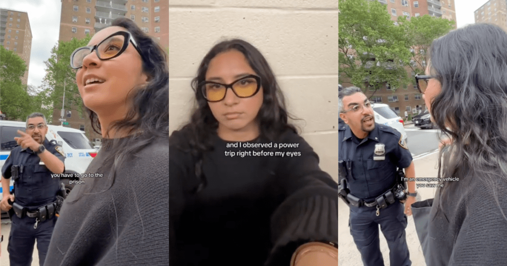 woman arguing with cops