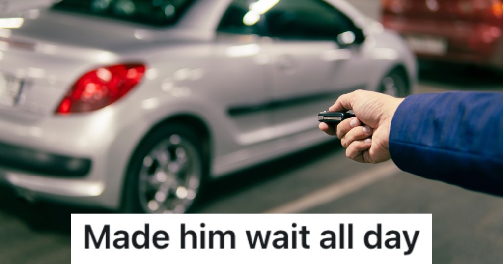 man locking his car
