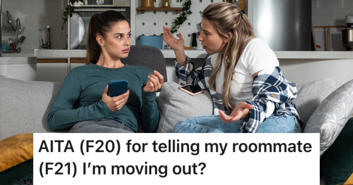 two women talking on a couch