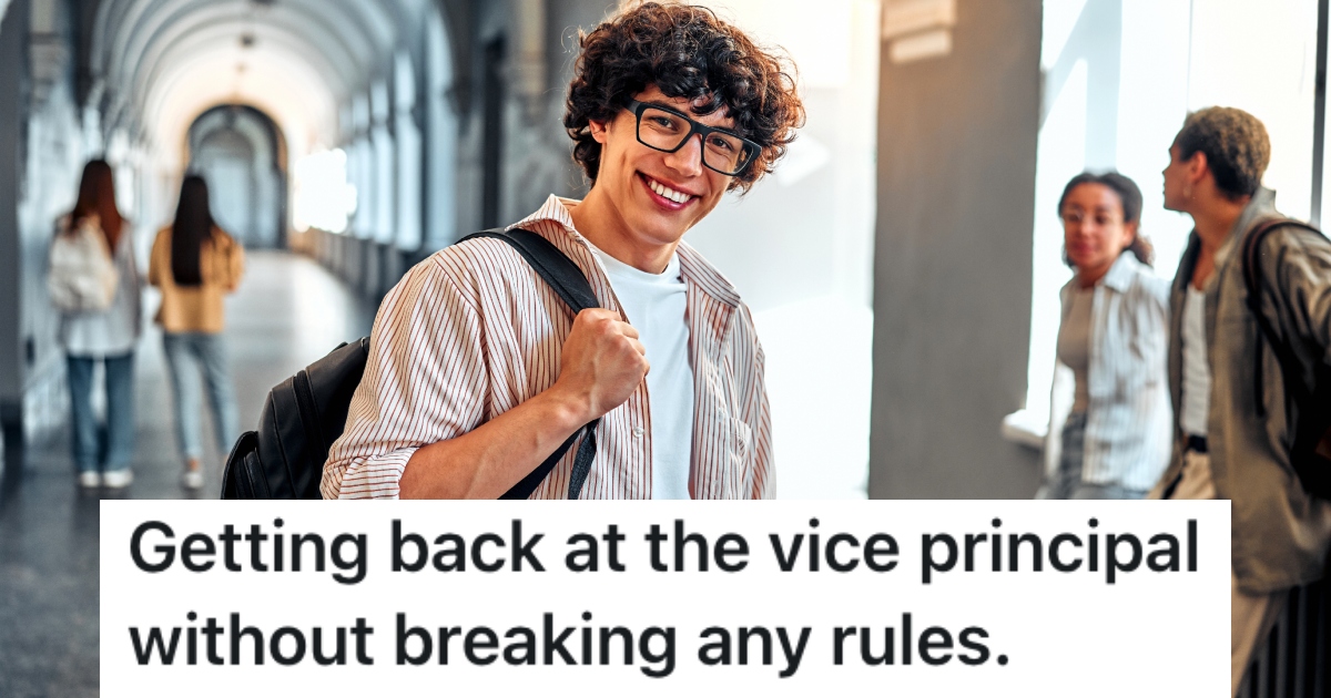 student in a hallway