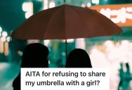 College Student Refuses To Share Her Umbrella With A Frenemy On A Rainy Day, But Does That Make Her Heartless?