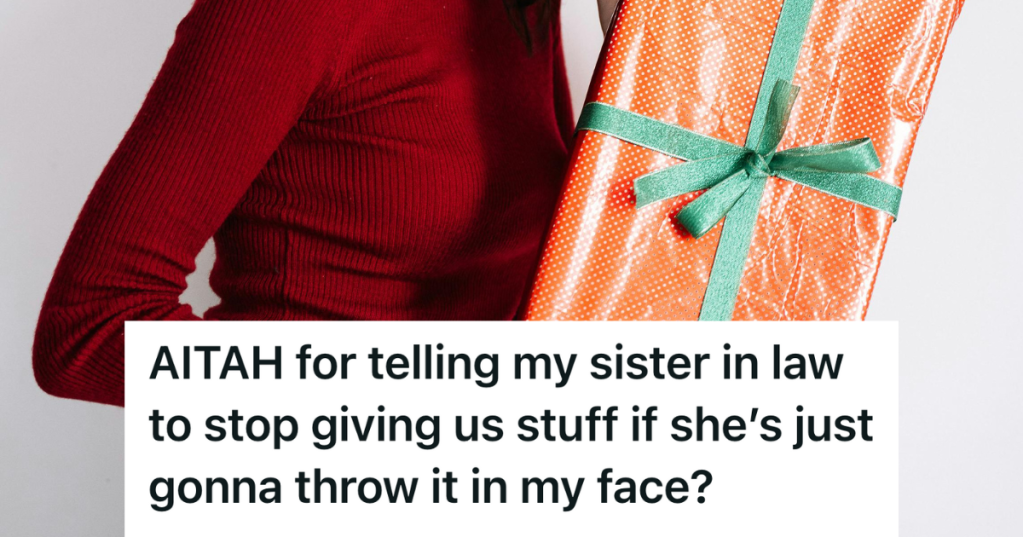 woman holding a wrapped gift