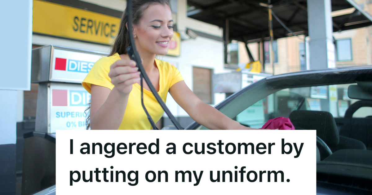 woman smiling working at a gas station