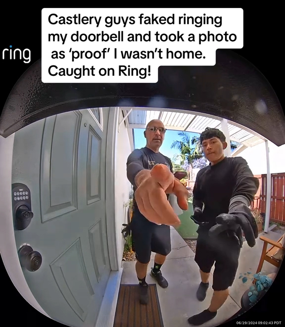 Furniture delivery guys at the doorbell