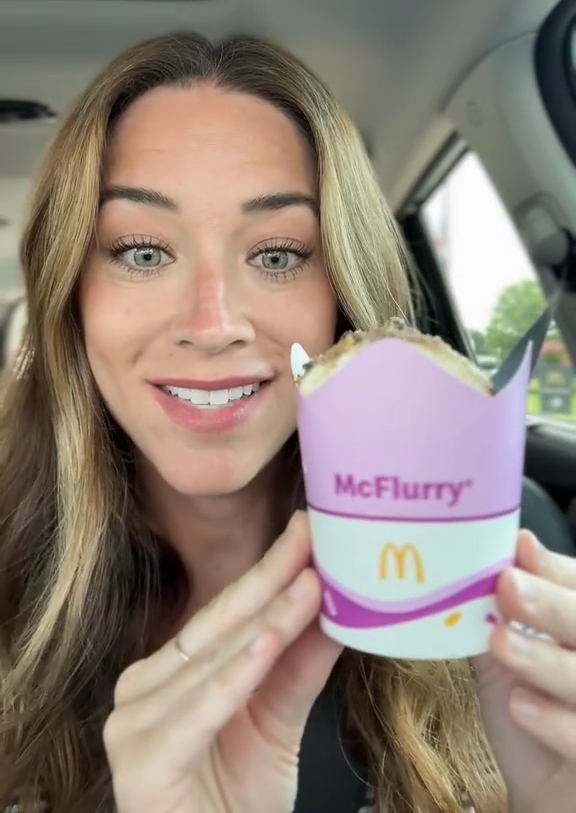 Lauren Presley in her car with a McFlurry