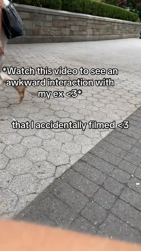 A woman having an interaction with her ex on the street