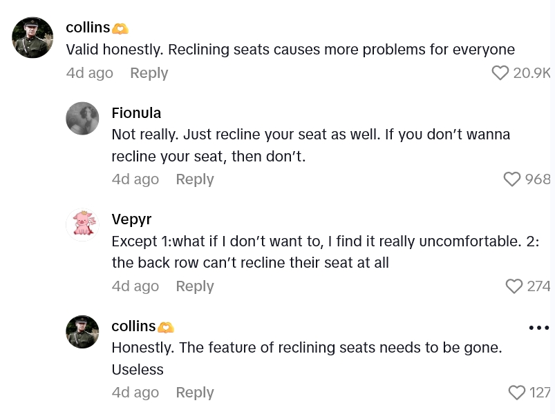 2025 08 13 15 32 32 Passenger Wanted As Much Room On The Plane As Possible, So He Stopped The Row In Front Of Him From Reclining For The Entire Flight