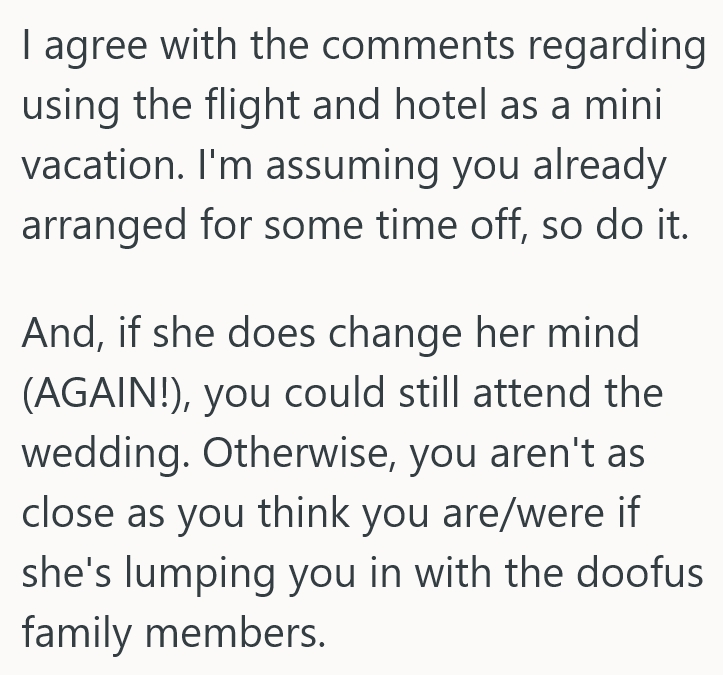 2025 08 13 16 52 56 She Got Tossed Into The Uninvited Pile By Her Family Association, But Shes Still On The Hook To Pay For All The Wedding Travel