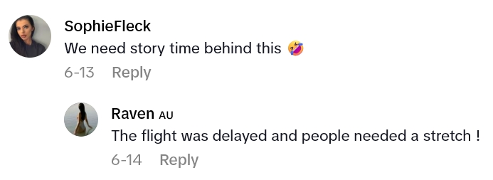 2025 08 28 21 24 45 Before The Flight Took Off, The Crew Led All The Passengers In A Stretching Exercise, And We Cant Decide If Thats Cool Or Not