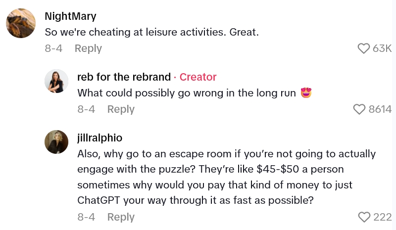 2025 08 28 21 50 39 Apparently People Are Using ChatGPT To Try To Cheat Their Way Through Escape Rooms, Because Weve Officially Stopped Using Our Own Brains Entirely