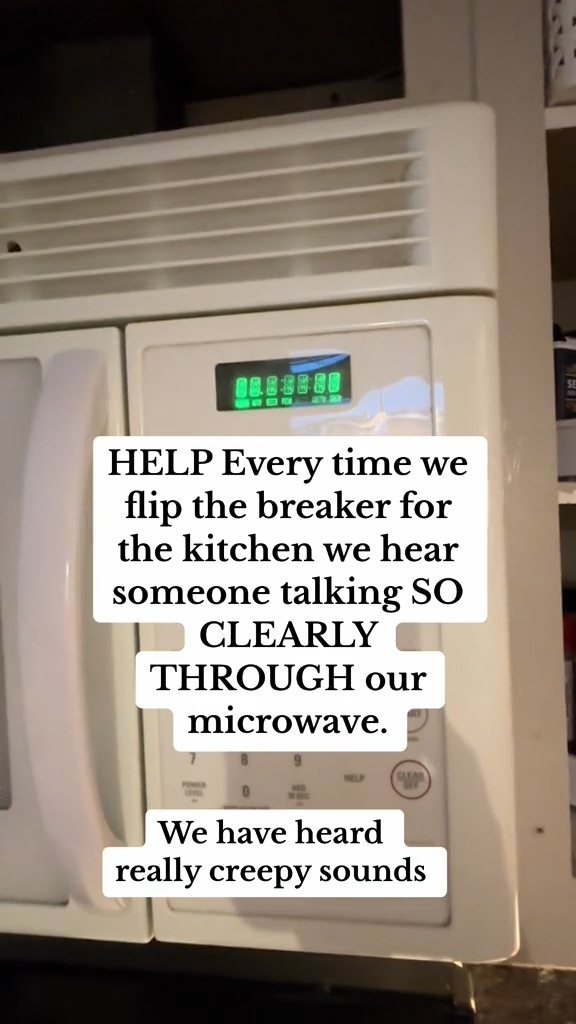 A microwave powering on