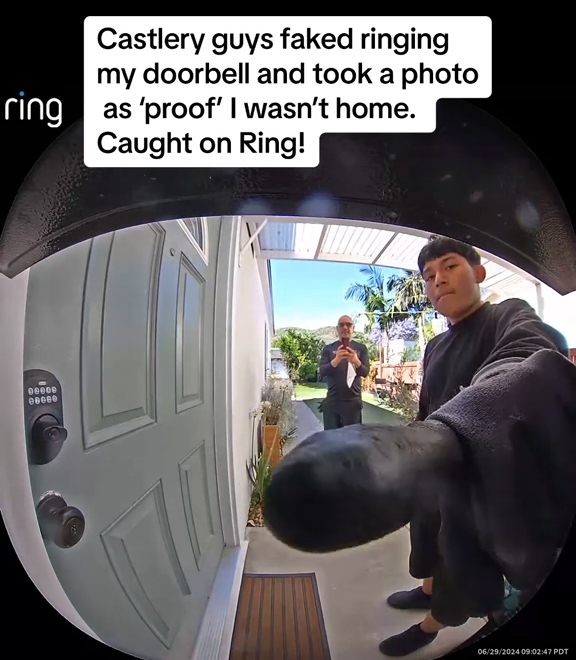 Furniture delivery guys at the doorbell