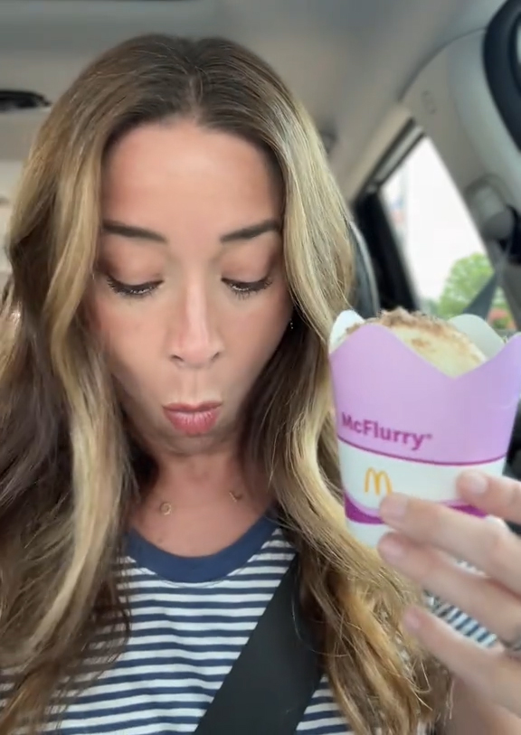 Lauren Presley in her car with a McFlurry