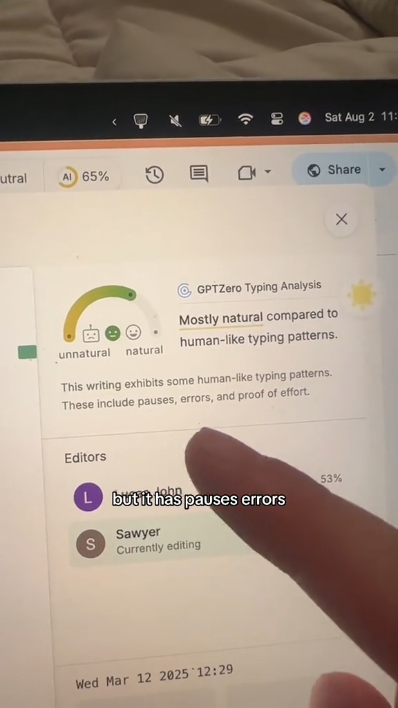 A student going over AI-detection technology