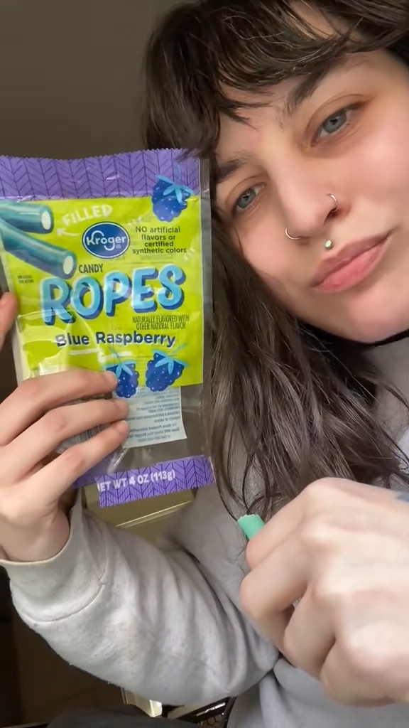 Angela discussing "natural blue raspberry" ingredient