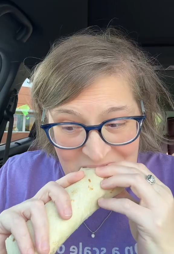 Paige reviewing a snack wrap