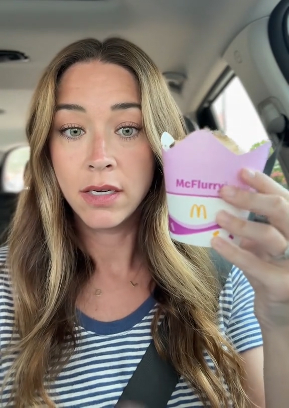 Lauren Presley in her car with a McFlurry