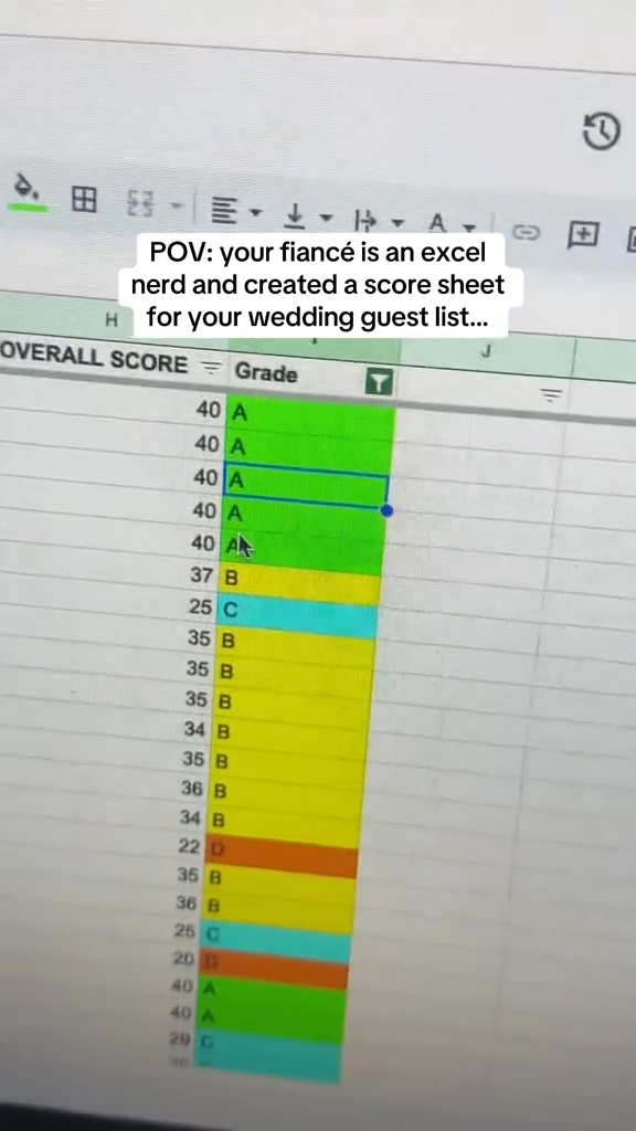 Kate's fiance going over their wedding spreadsheet