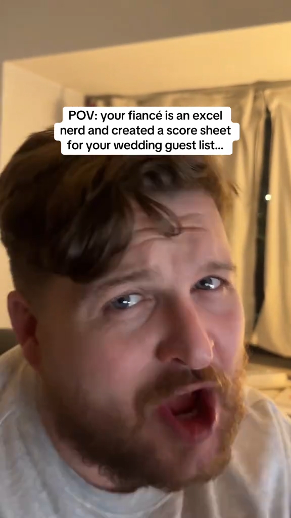 Kate's fiance going over their wedding spreadsheet