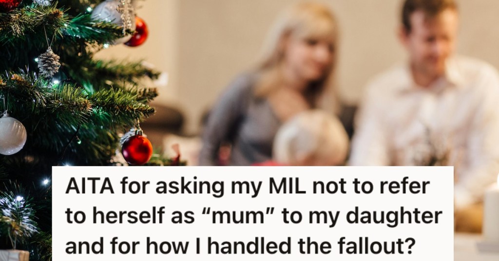 Two parents and a baby by a Christmas tree