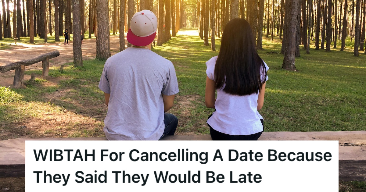 A couple on a bench with the sunset behind trees