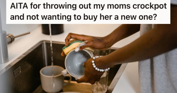 A woman washing dishes