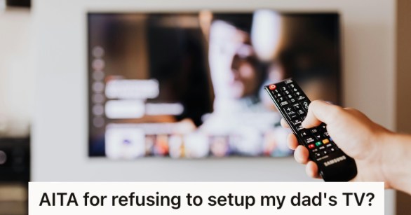 Pointing a remote at a wall-mounted TV