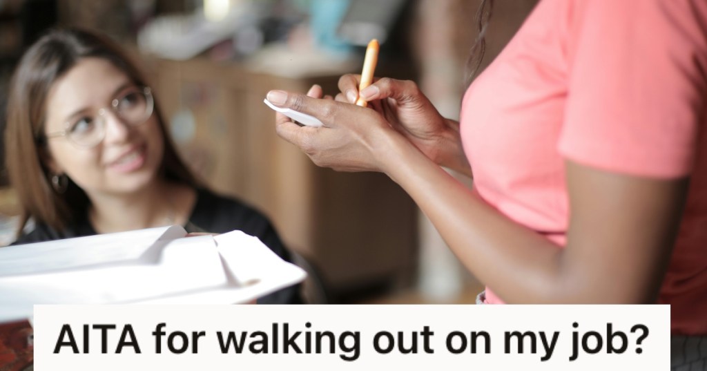 A woman being served by a waitress