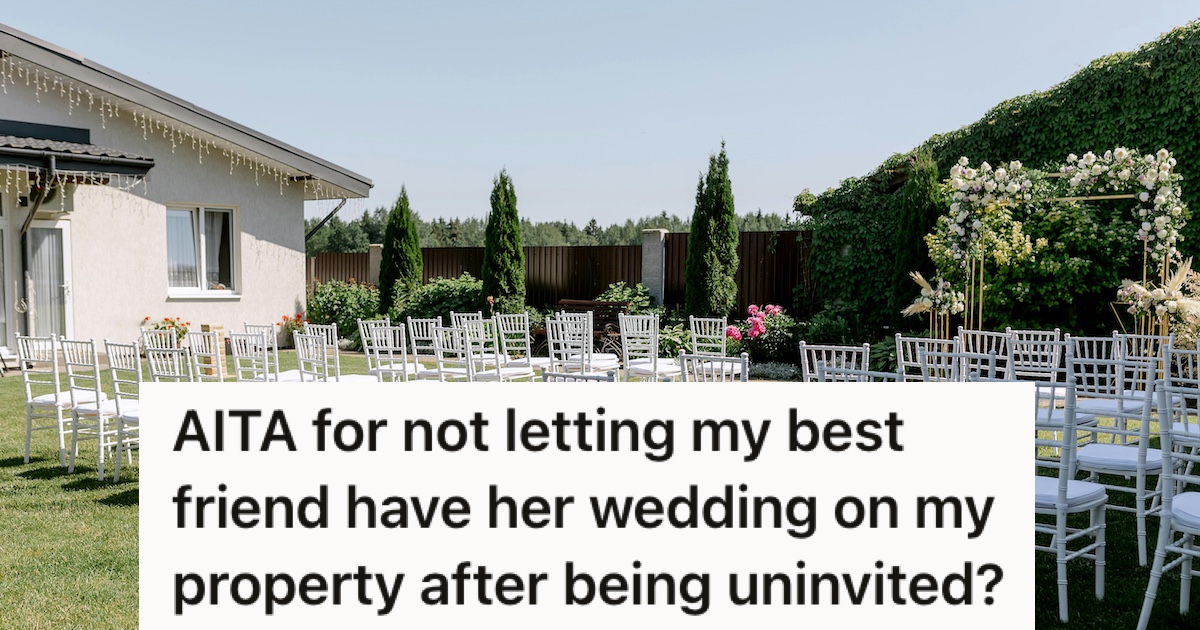 Chairs set up for a backyard wedding