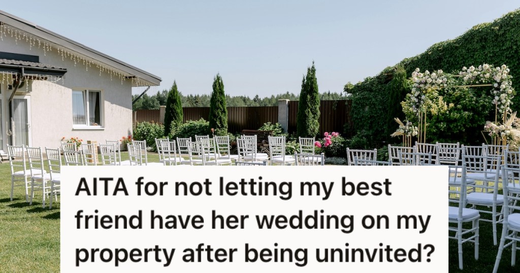 Chairs set up for a backyard wedding