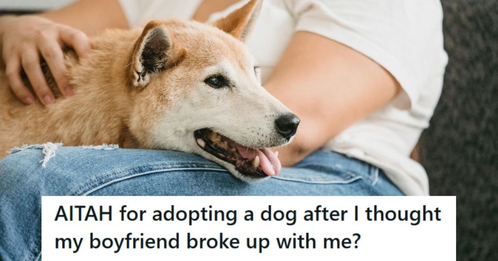 Woman sitting with her senior dog on the couch watching TV