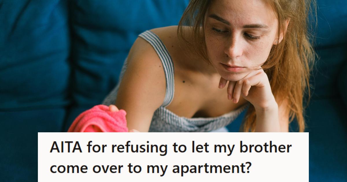 Young woman sitting on her couch wondering if she was too mean