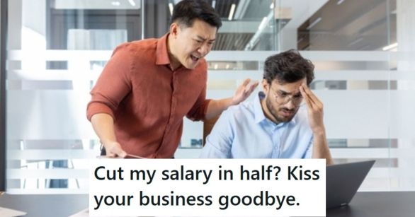 Angry boss yelling at IT employee