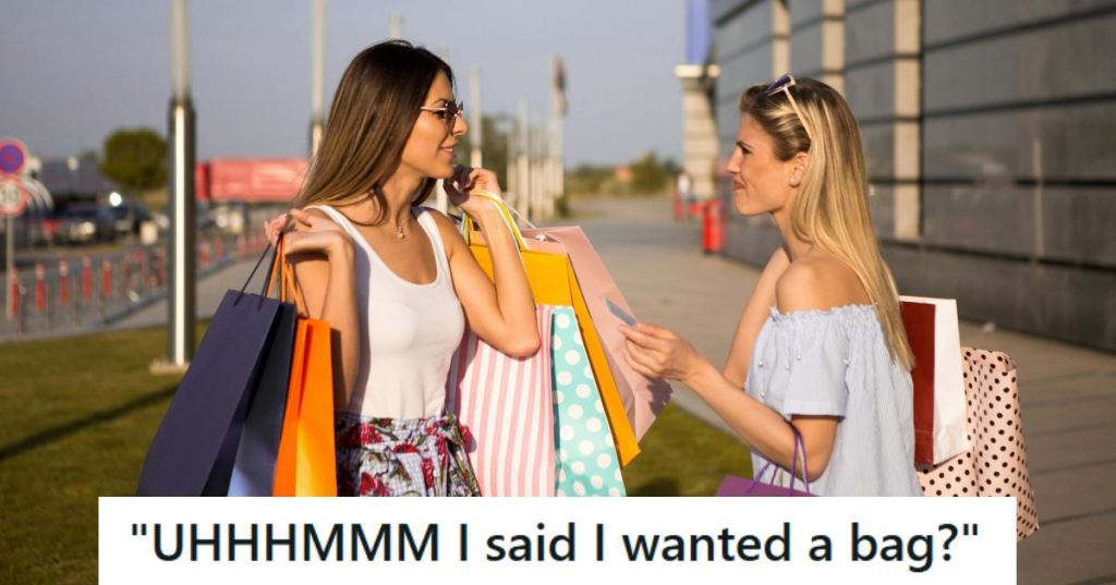 Snobby girl complaining about the cashier to her friend