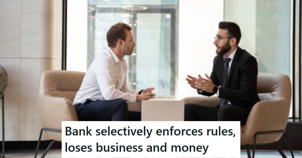 Bank manager talking to customer