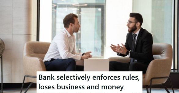 Bank manager talking to customer