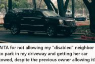 His Neighbor Kept Using His Driveway Like It Was Her Own, So He Had Her SUV Towed. Now She Glares At Him Every Time He Leaves The House