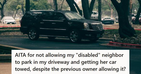 Big black SUV parked on the street under a large tree