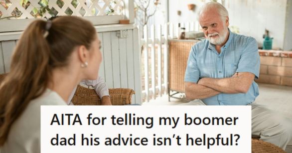 Adult woman talking to her dad about buying a home on her own