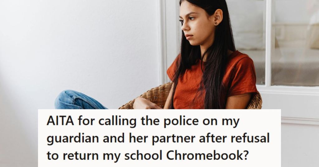 Teen girl holding her computer thinking about what happened