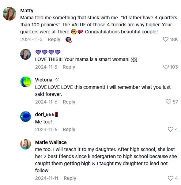 Comment 3 3 Id rather have 4 quarters than 100 pennies.   Heartbroken Bride Planned A Huge Reception, But Nobody Showed Up. Now Shes Looking On The Bright Side.