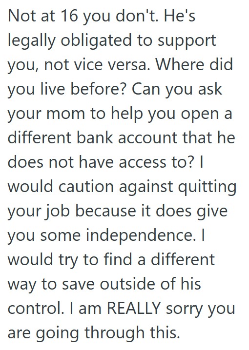 Comment 4 24 Dad Kept Charging Her More And More Money Until She Was Hardly Keeping Any For Herself, So She Decided To Quit Her Job, And Now Dad Is Getting Upset