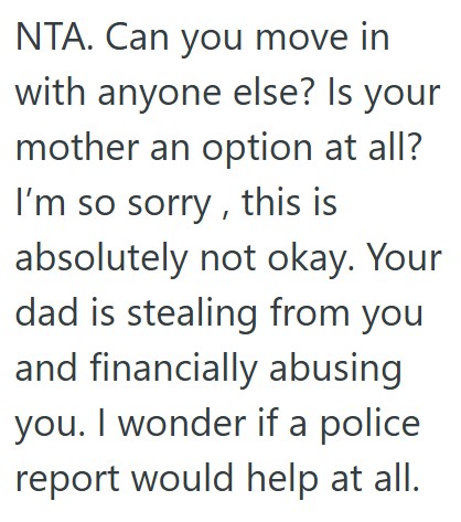 Comment 5 23 Dad Kept Charging Her More And More Money Until She Was Hardly Keeping Any For Herself, So She Decided To Quit Her Job, And Now Dad Is Getting Upset