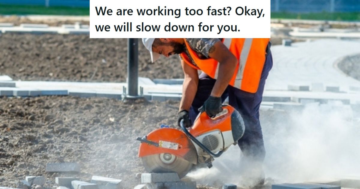 Man cutting concrete